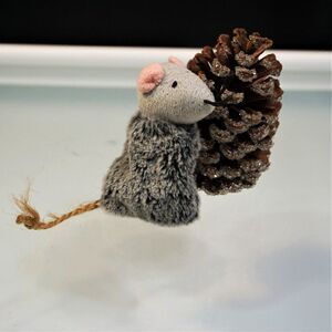 Vintage Handmade Plush Mouse Gray Faux Fur Small Toy Stuffed Animal